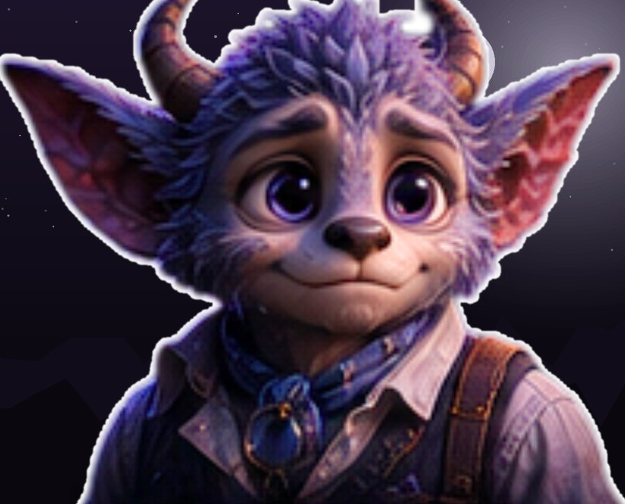 Hush, a pale violet companion with large ears and quiet violet eyes